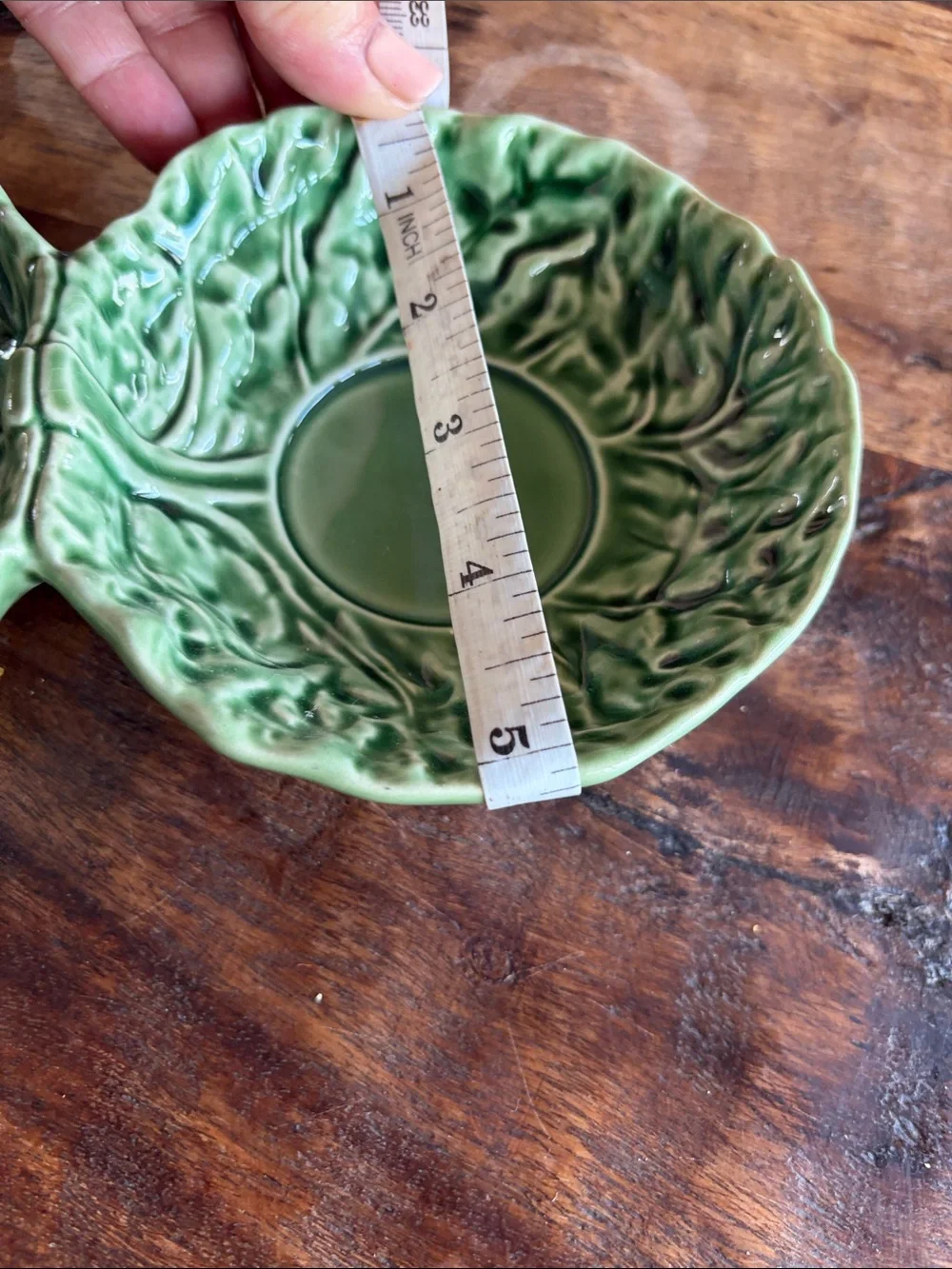 Bordallo Pinheiro Cabbage Double Serving Dish | Green | Connected Condiment Bowl